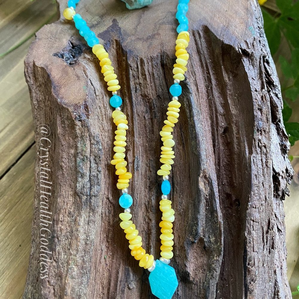 Baltic Amber Amazonite Necklace 925 Sterling Silver